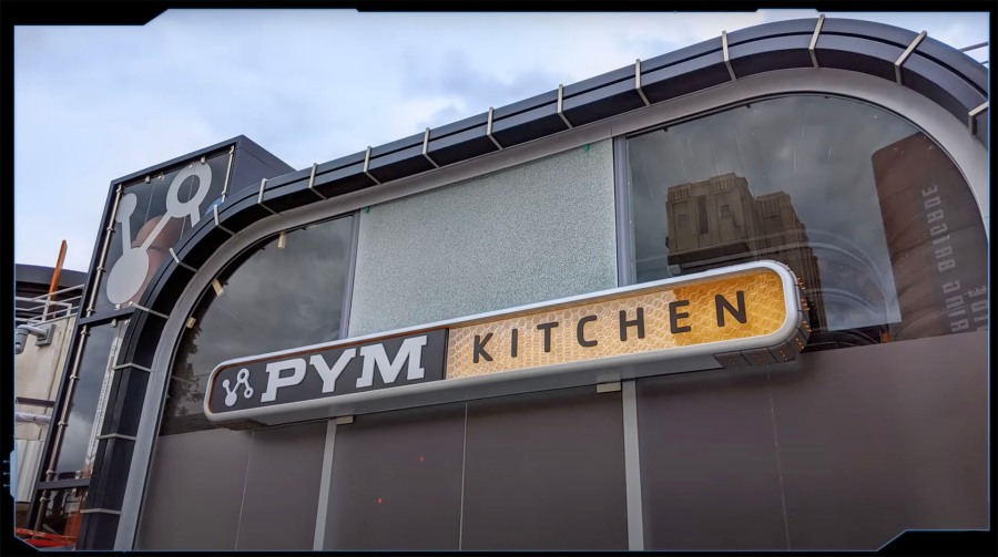 The exterior of PYM Kitchen at Avengers Campus Paris, Walt Disney Studios Park.